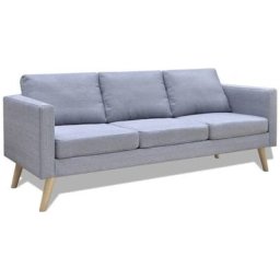 Canapé à 3 places Tissu Gris clair Vidaxl Light grey