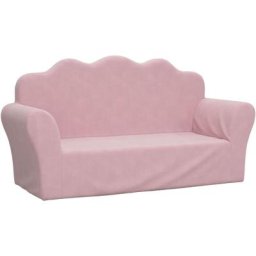 Canapé pour enfants à 2 places Rose Peluche douce