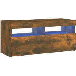 Meuble tv avec lumières led Chêne fumé 90x35x40 cm Vidaxl Chêne fumé