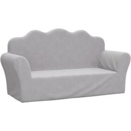 Canapé pour enfants à 2 places Gris clair Peluche douce Vidaxl Gris clair