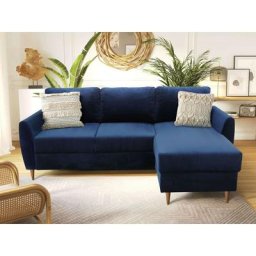 Ester - canapé d'angle réversible - en velours - 4 places - style scandinave - bleu marine - Bleu
