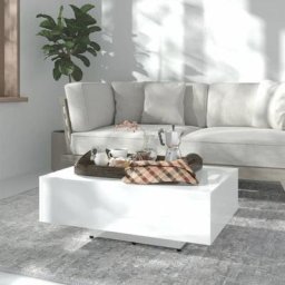 Table basse Blanc brillant 85x55x31 cm Aggloméré,design élégant,pour Salon