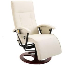 Fauteuil inclinable de massage Blanc crème Similicuir Vidaxl Blanc crème