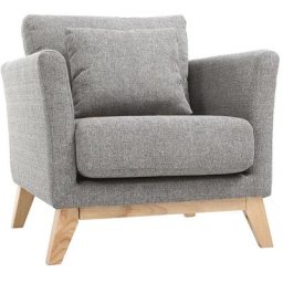 Fauteuil scandinave déhoussable en tissu gris clair et bois clair oslo - Gris perle
