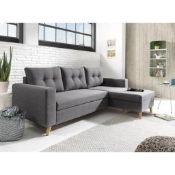 Nordic - canapé scandinave d'angle réversible convertible - gris foncé - gris fonce - gris fonce