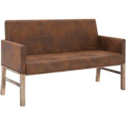 Banc avec accoudoir 140 cm Marron Similicuir daim Vidaxl Marron