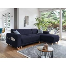 Bella - canapé d'angle réversible convertible - avec coffre - 4 places - tissu - gris foncé - Gris