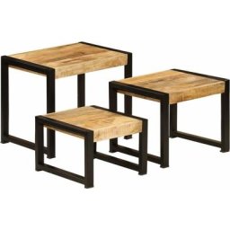 Vidaxl - Tables gigognes 3 pcs Bois solide de manguier n/a