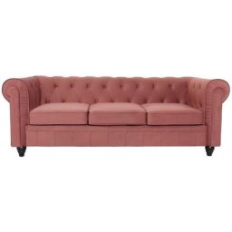 Grand canapé 3 places Chesterfield Velours Rose - Rose