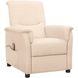 Fauteuil de massage inclinable Crème Tissu vidaXL - Crème