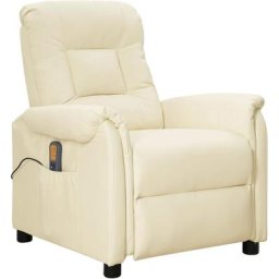 Fauteuil de massage inclinable Crème Similicuir Vidaxl Crème
