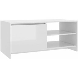 Table basse Blanc brillant 102x50x45 cm Bois d'ingénierie Vidaxl Blanc brillant