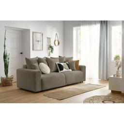 Canapé droit convertible Bobochic Canapé droit convertible coffre envy tissu bouclette doux Marron