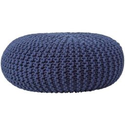 Grand Pouf rond tressé en tricot - Bleu marine - Bleu Marine - Homescapes