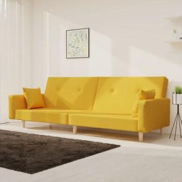 Kalisse - Sofa Divan convertible - Contemporain Canapé-lit à 2 places avec deux oreillers Jaune