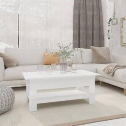 Table basse Table de salon | Bout de canapé Blanc brillant 102x55x42 cm Aggloméré 55844 - Blanc