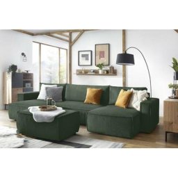 Pouf Bobochic Pouf nihad velours côtelé Vert foncé - Vert foncé