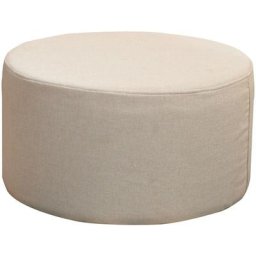 Rebecca Mobili Pouf Pouffe Plat Rond Tissu Beige Maison Vintage 25x45x45