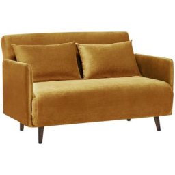 Drawer - Canapé convertible 2 places en velours - Belushi - Couleur - Jaune moutarde