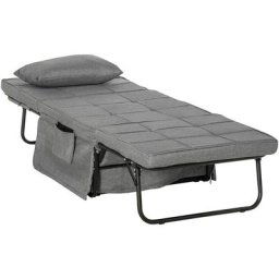 Fauteuil relax canapé pouf lit d'appoint 4 en 1 dossier inclinable 5 niveaux repose-pied rabattable