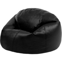 Bean Bag Bazaar Pouf Classique en Similicuir, Pouf pour Adultes - Grand, 85cm x 50cm - Noir