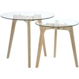 Ensemble de tables d'appoint 2 pcs Verre trempé Vidaxl Transparent