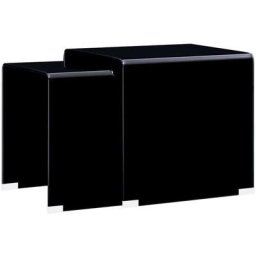 Tables gigognes 2 pcs Noir 42 x 42 x 41,5 cm Verre trempé Vidaxl Noir