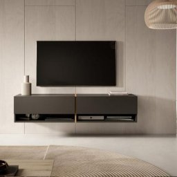 Selsey - mirrgo - Meuble tv 140 cm graphite avec insert chêne artisan