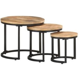 Vidaxl - Tables d'appoint 3 pcs Bois de manguier brut n/a