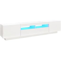Meuble tv avec lumières led Blanc 200x35x40 cm Vidaxl Blanc