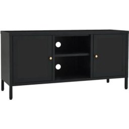 Vidaxl - Meuble tv Noir 105x35x52 cm Acier et verre Noir