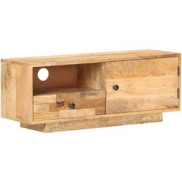 Meuble tv 90x30x35 cm Bois massif de manguier Vidaxl Blanc