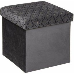 Pouf/coffre pliable 2en1 en velours Liam - Gris - 38 x 38 cm - Livraison gratuite - Gris