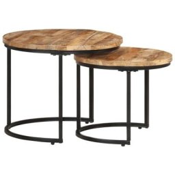 Vidaxl - Tables gigognes 2 pcs Bois de manguier brut n/a