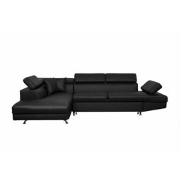 Canapé d'angle rio Convertible avec coffre en simili - Angle Gauche, Noir - Noir