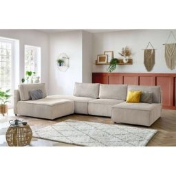 Canapé modulable BOBOCHIC - Canapé d'angle fixe 100% modulable NIHAD tissu velours côtelé 2