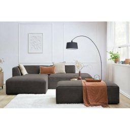 Canapé modulable Bobochic Canapé d'angle fixe modulable megeve tissu velours côtelé avec pouf Angle