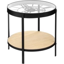 Table d'appoint double niveau - Table pendule - Meca - d 50,5 x h 49 cm - Livraison gratuite - Beige