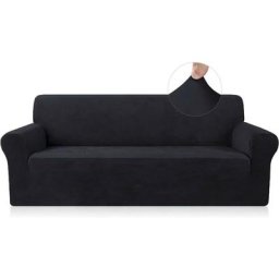 Minetgnon - Housse de Canapé Extensible Protection de Canapé Universelle en Polyster Noir 4 Places