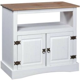 Topdeal - Meuble tv Gamme Corona pin mexicain Blanc 80x43x78 cm