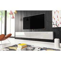 Meuble tv Lowboard d 180 cm, meuble tv sans éclairage led, meuble tv suspendu, couleur blanc