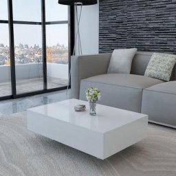 Table basse Table de salon | Bout de canapé Haute brillance Blanche 25242 - Blanc