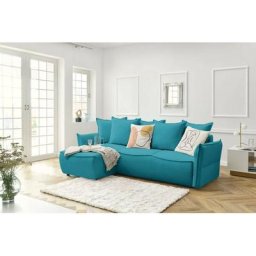 Canapé d'angle convertible BOBOCHIC XS - Canapé d'angle convertible coffre LEON Angle gauche Bleu