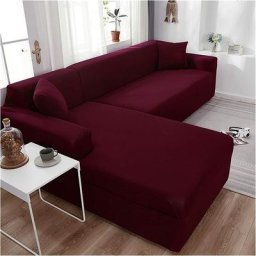 Housse de canapé d'angle en forme de l avec housse élastique pour canapé 1/2/3/4 places (Le canapé