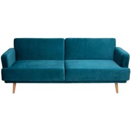 Atmosphera - Canapé Banquette Velours Jack 3 Places Bleu canard créateur d'intérieur - Bleu canard