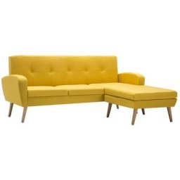 Canapé d'angle Revêtement en tissu 186x136x79 cm Jaune vidaXL - Yellow