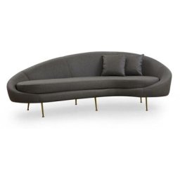 Canapé d'angle à droite avec 2 coussins Santorin Tissu Gris foncé - Gris foncé