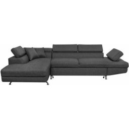 Canapé d'angle rio Convertible avec coffre en tissu - Angle Gauche, Gris foncé - Gris foncé