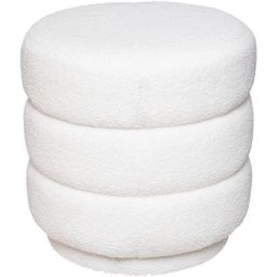 Pouf en tissu à bouclettes Sinan - Blanc - 40 x 40 cm - Livraison gratuite - Blanc