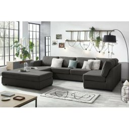 Canapé panoramique convertible Bobochic Canapé panoramique convertible mega avec pouf Angle gauche